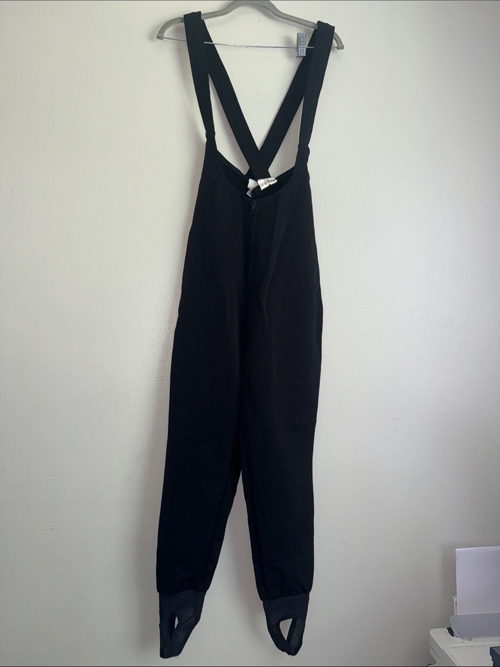 Women’s Black Stretch Bib Jumpsuit with Cross-Back Straps snow boarding suits.